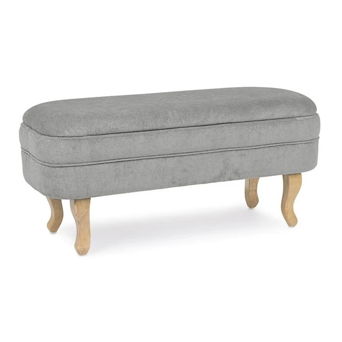 Panca contenitore in tessuto con gambe in legno - Chenille