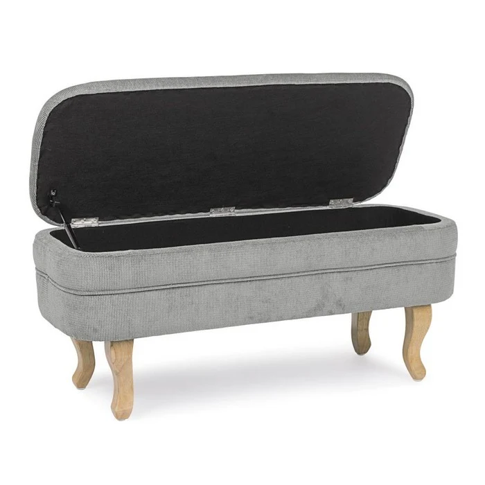 Panca contenitore in tessuto con gambe in legno - Chenille