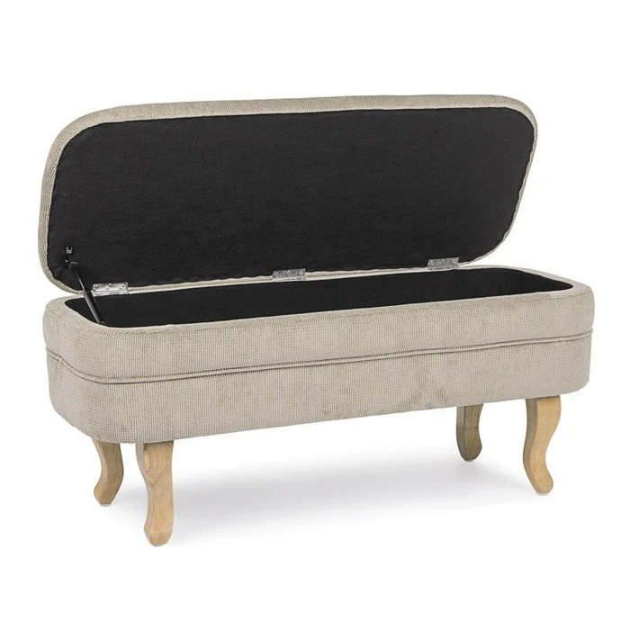 Panca contenitore in tessuto con gambe in legno - Chenille