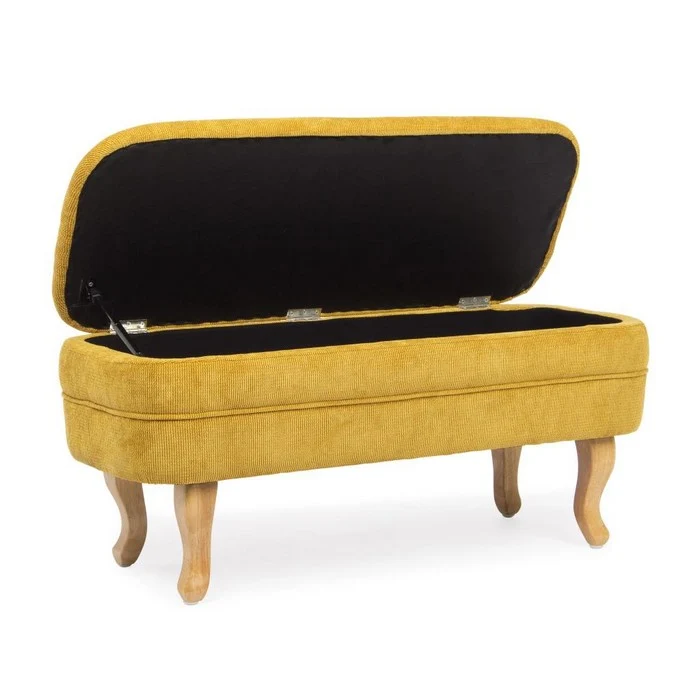 Panca contenitore in tessuto con gambe in legno - Chenille