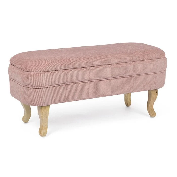 Panca contenitore in tessuto con gambe in legno - Chenille