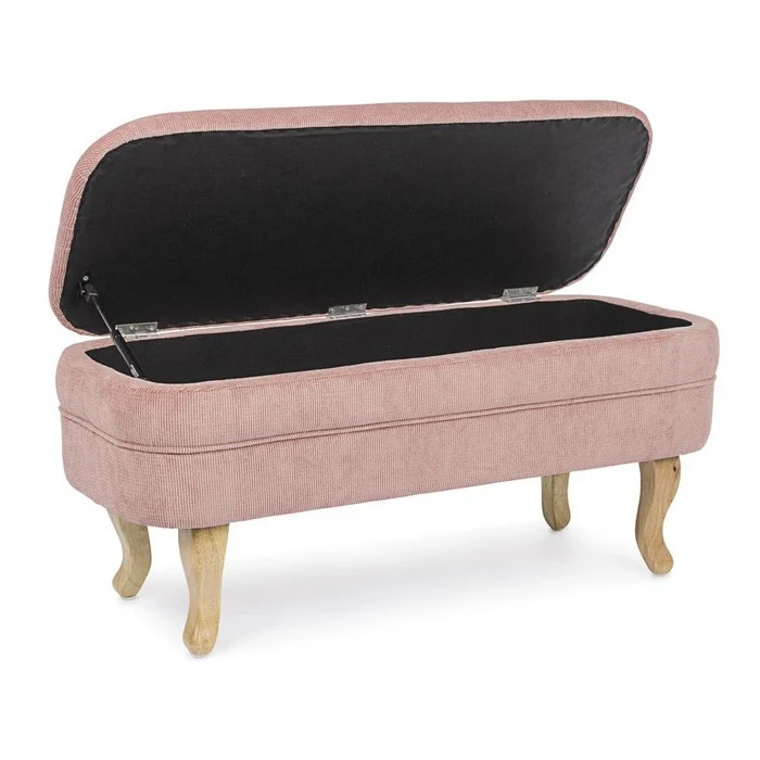 Panca contenitore in tessuto con gambe in legno - Chenille