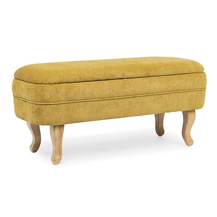 Panca contenitore in tessuto con gambe in legno - Chenille