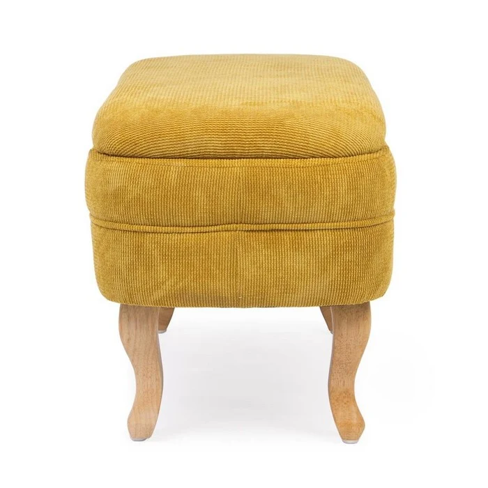 Panca contenitore in tessuto con gambe in legno - Chenille