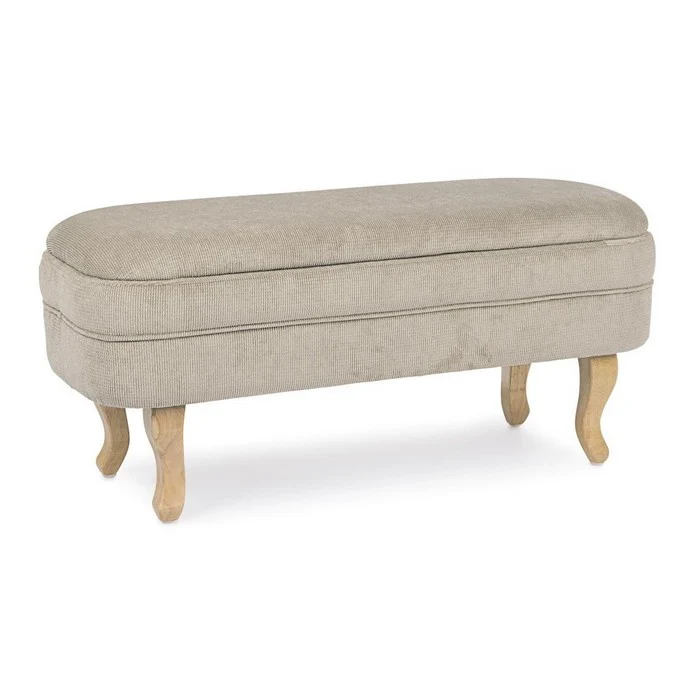 Panca contenitore in tessuto con gambe in legno - Chenille