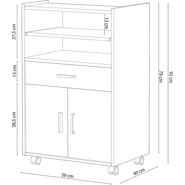 Mobile microonde con cassetto e ruote