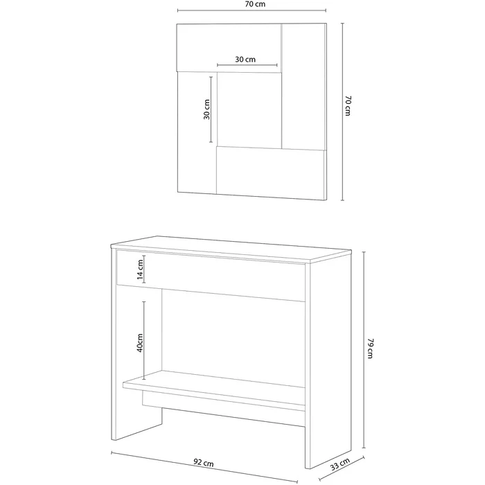 Console per ingresso con specchio rovere - Oxys