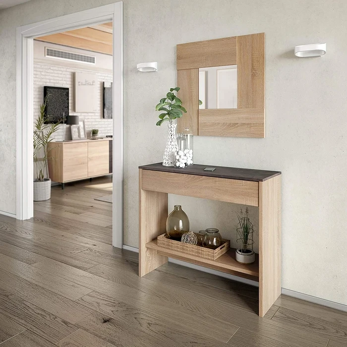 Console per ingresso con specchio rovere - Oxys
