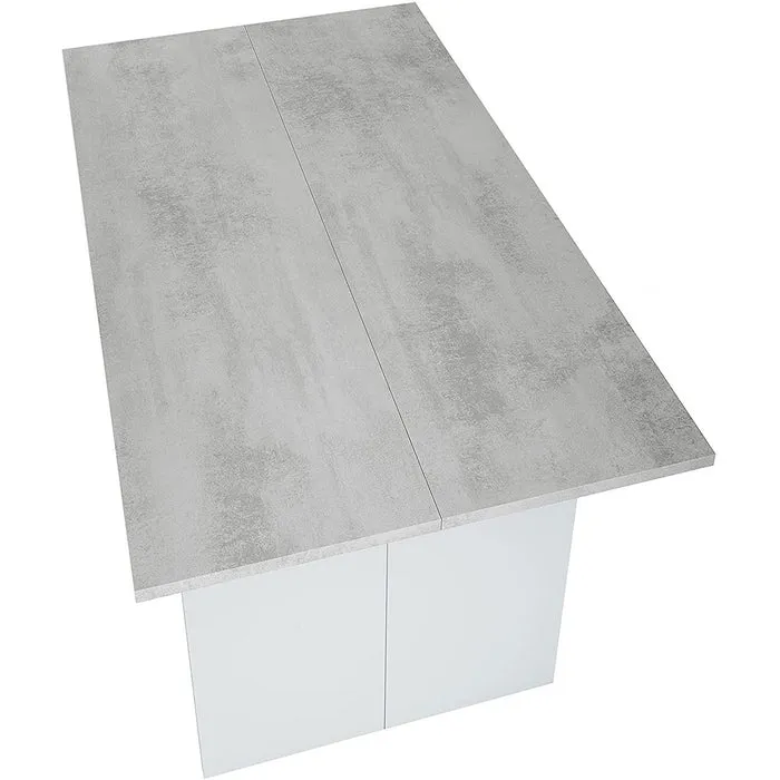 Tavolo console salvaspazio a libro bianco e cemento