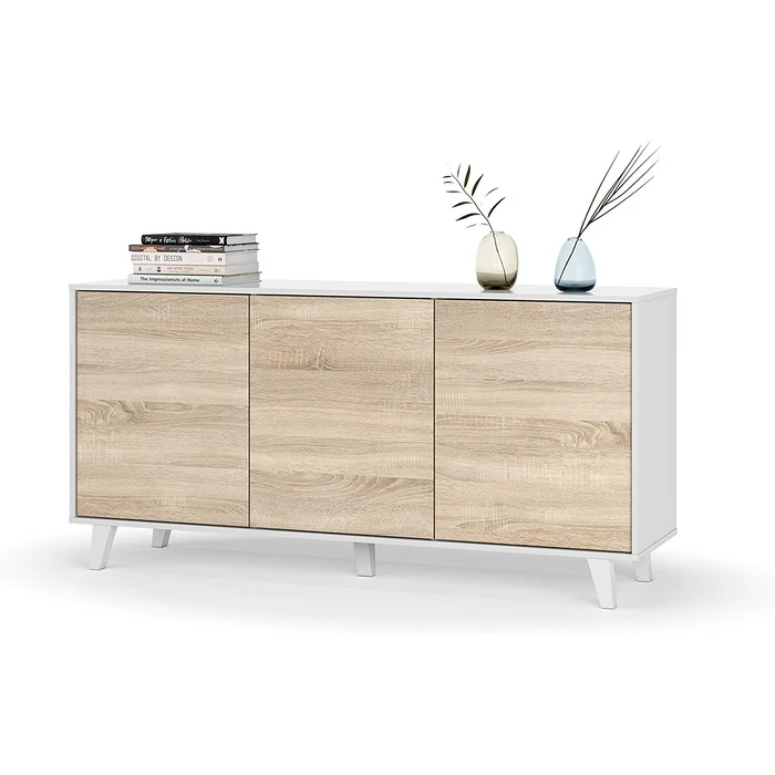 Credenza 3 ante bianco e rovere - Zaiken