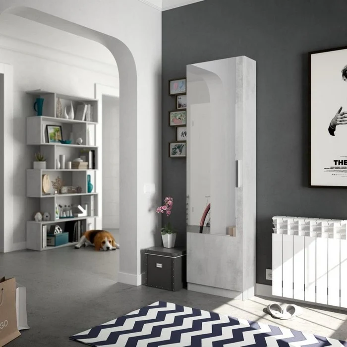 Portascarpe a colonna 1 anta con specchio - Kristal