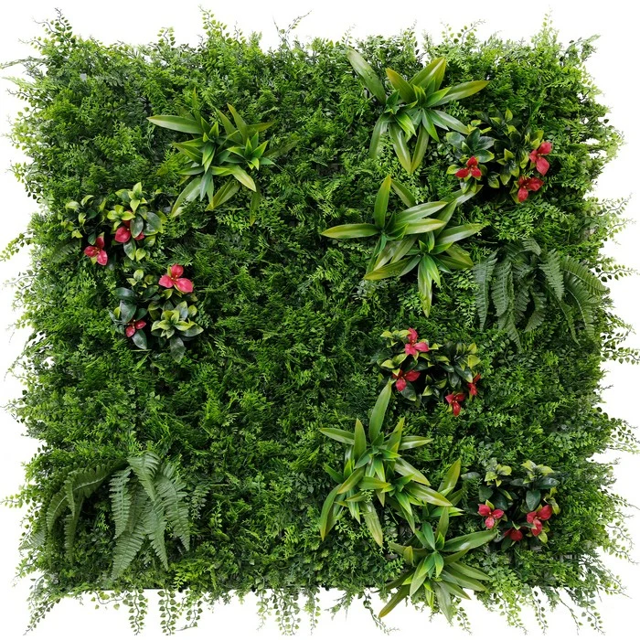 Parete con piante e fiori artificiali per giardino verticale 100x100 cm - Frame