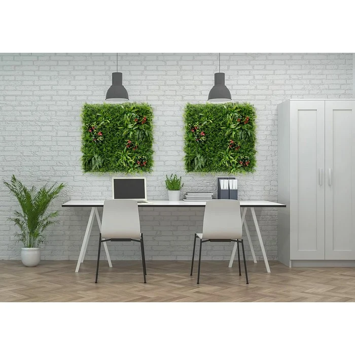 Parete con piante e fiori artificiali per giardino verticale 100x100 cm - Frame
