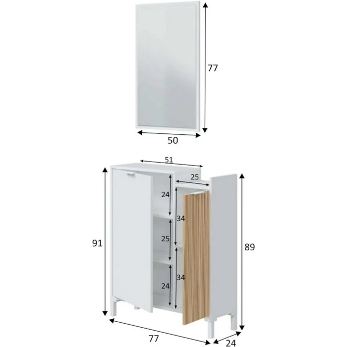 Mobile da ingresso con ante e specchio - Ethna