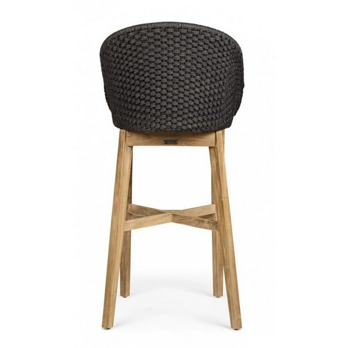 Sgabello alto da bar in corda e legno - Coachella