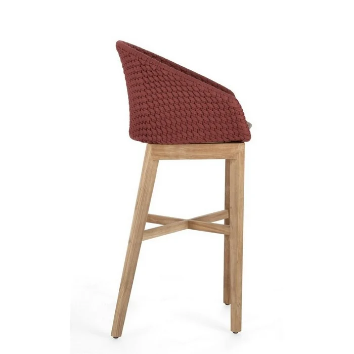 Sgabello alto da bar in corda e legno - Coachella