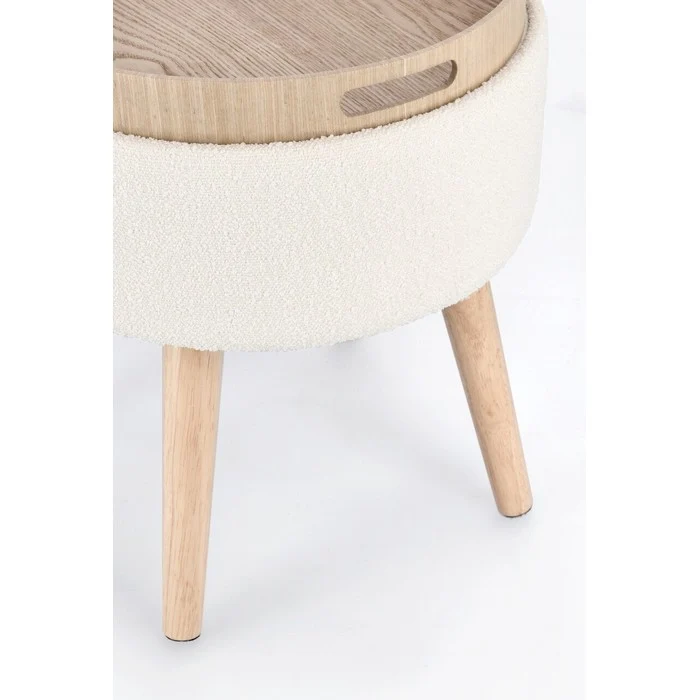 Sgabello contenitore in tessuto e legno - Zoya