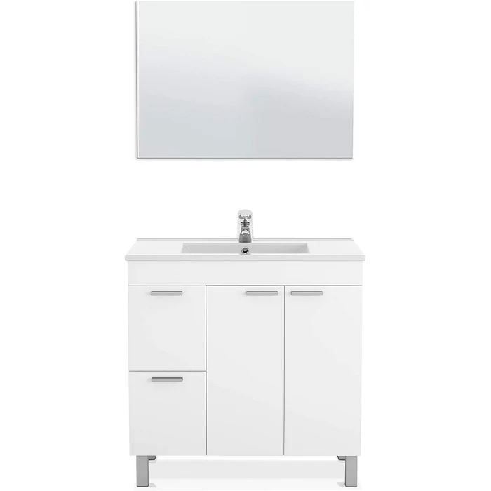 Mobile sottolavabo da bagno con 2 ante e cassetti con specchio