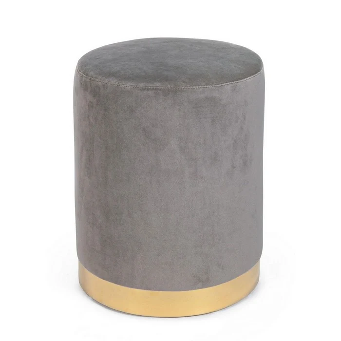 Pouf tondo in velluto con base in acciaio 35 cm - Lucilla