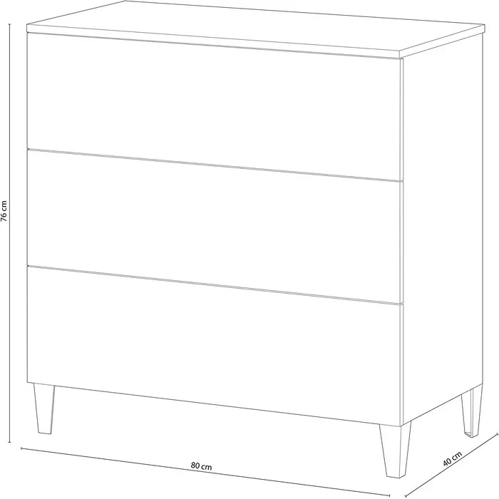 Comò a 3 cassetti bianco lucido - Loft