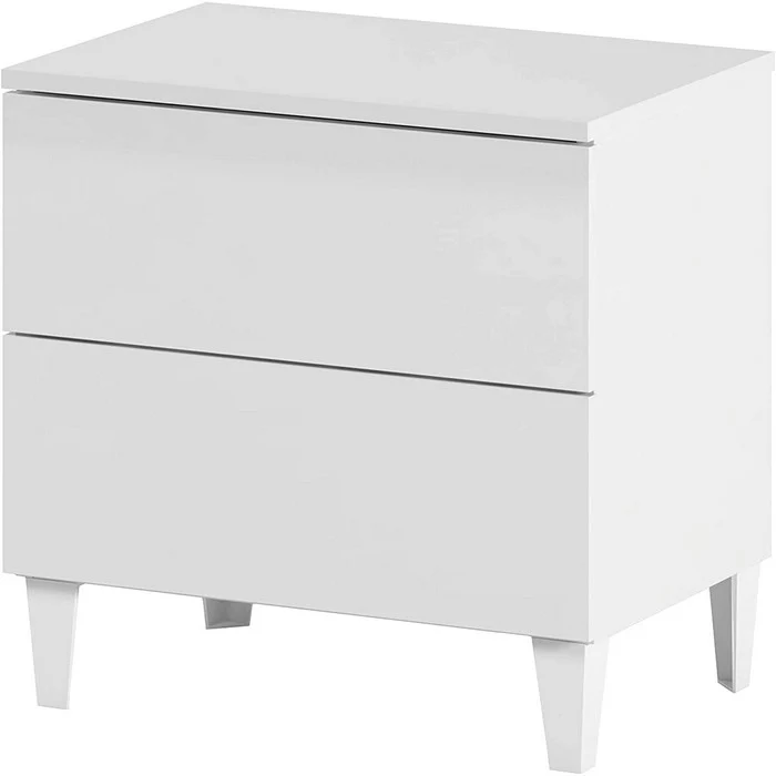 Comodino a 2 cassetti bianco lucido - Loft