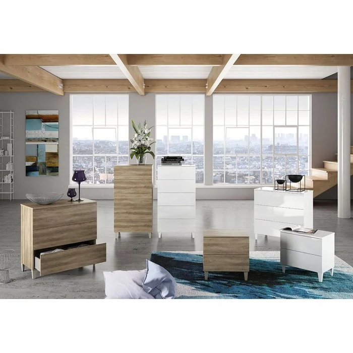 Comodino a 2 cassetti bianco lucido - Loft