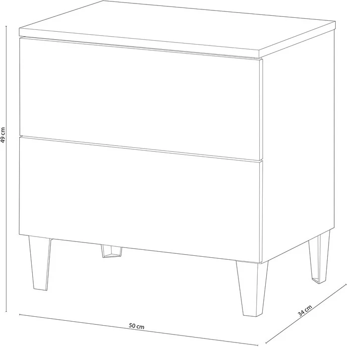 Comodino a 2 cassetti bianco lucido - Loft