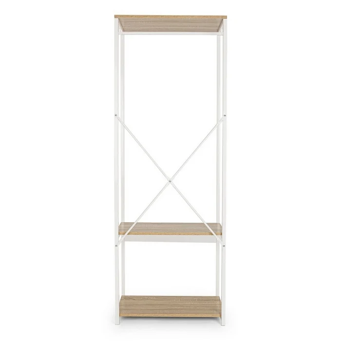 Scaffale scandinavo con appendiabiti e 2 ripiani bianco - Elettra