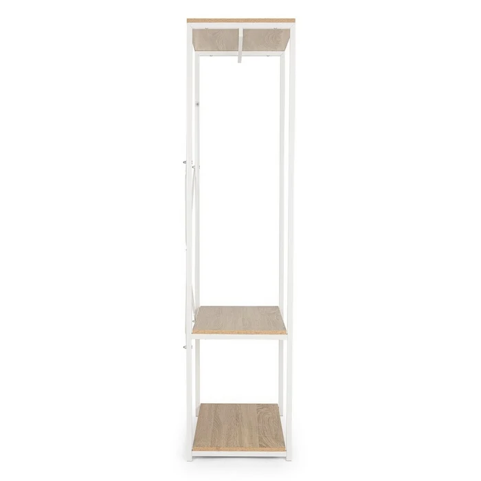 Scaffale scandinavo con appendiabiti e 2 ripiani bianco - Elettra