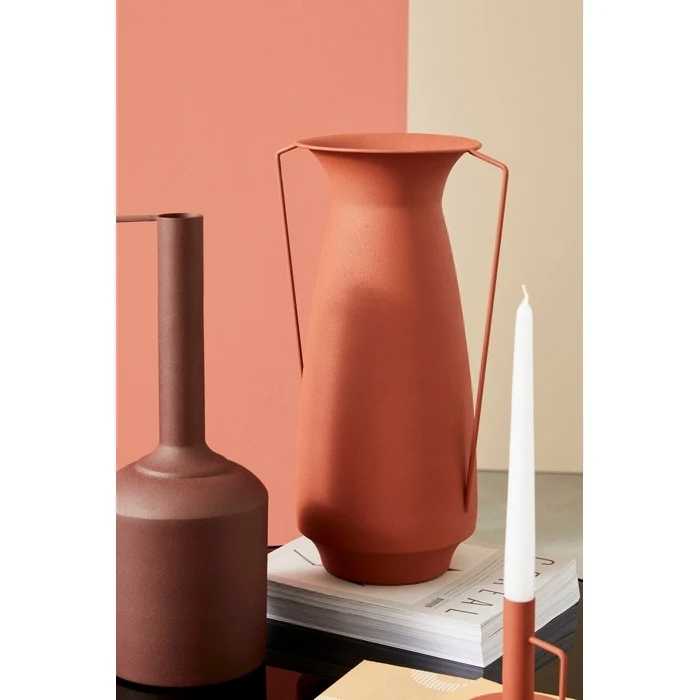 Anfora porta fiori minimal in metallo con 2 manici 42 cm - Pelike