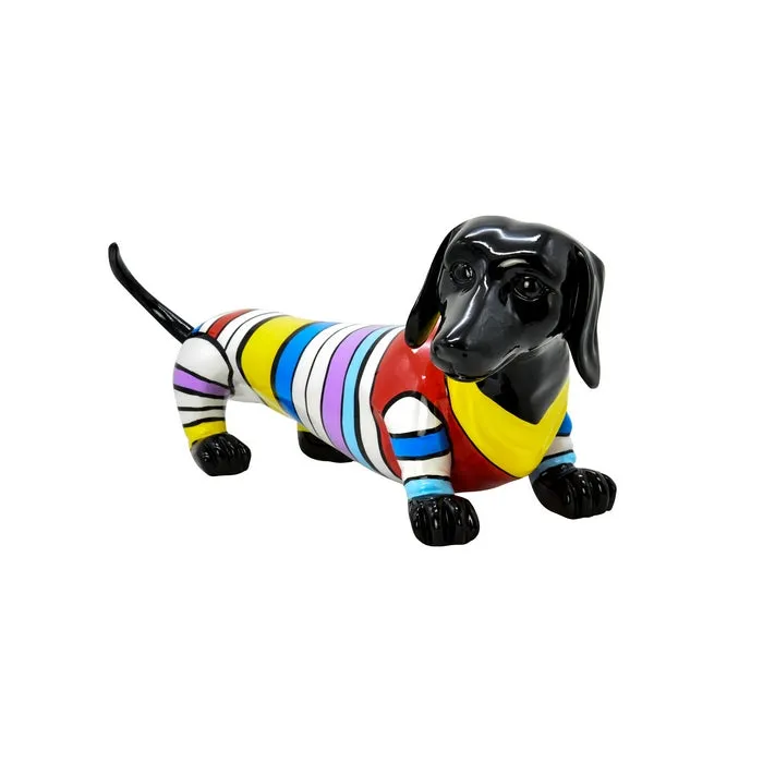 Scultura cane colorato bassotto