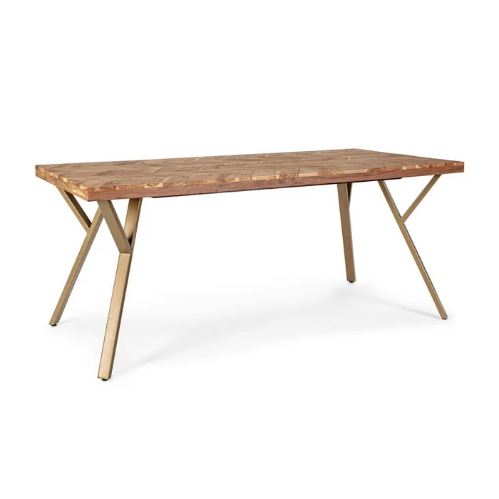 Tavolo contemporaneo in legno e acciaio - Raida