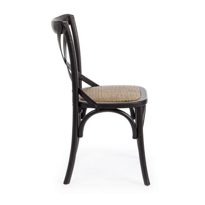 Sedia in legno con seduta imbottita rattan - Cross