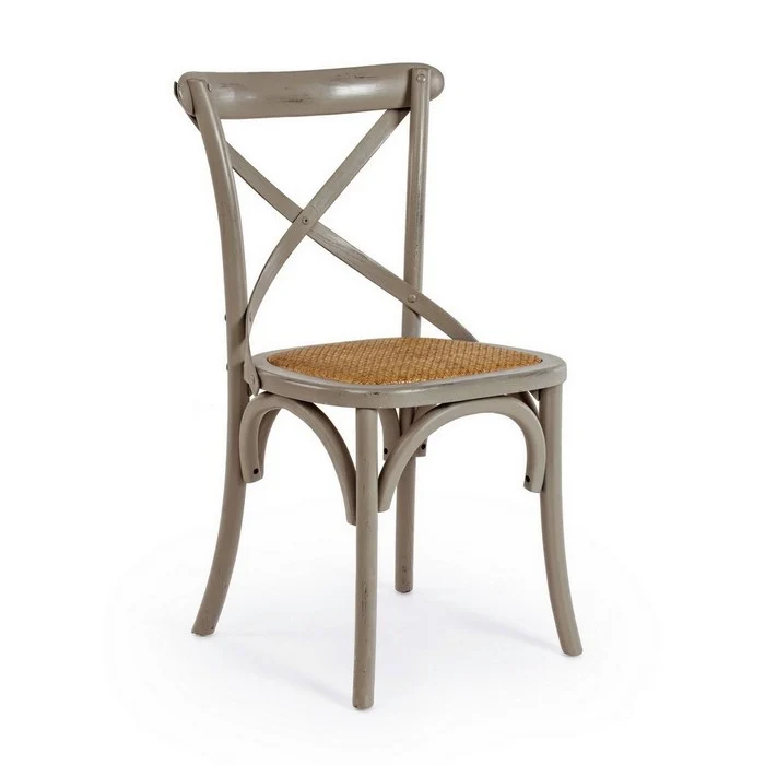 Sedia in legno con seduta imbottita rattan - Cross