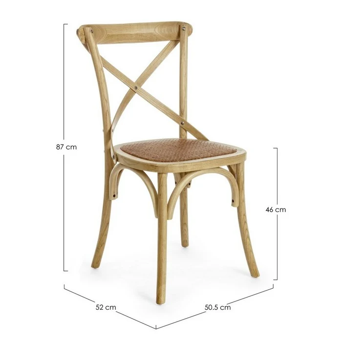 Sedia in legno con seduta imbottita rattan - Cross
