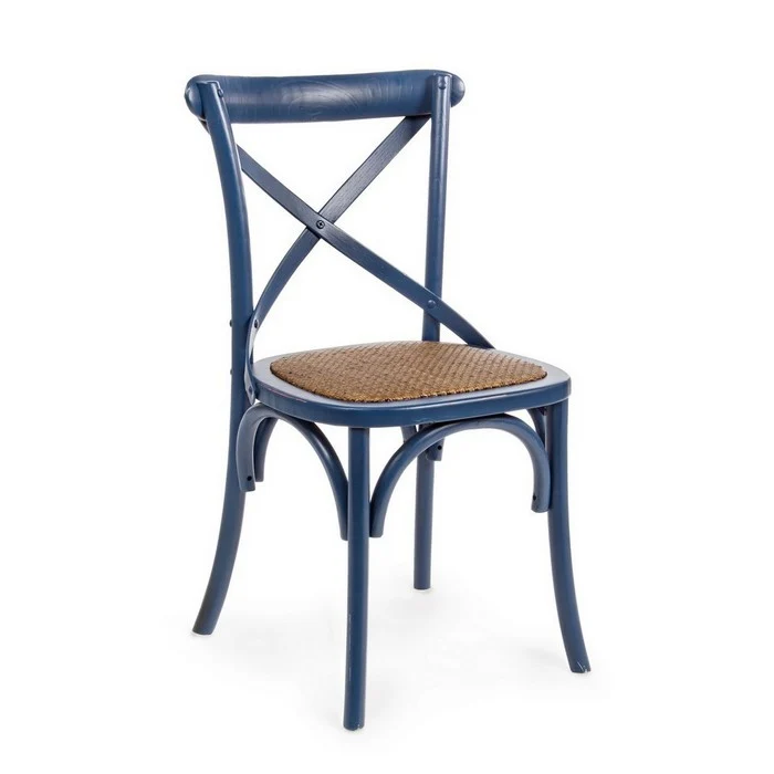Sedia in legno con seduta imbottita rattan - Cross