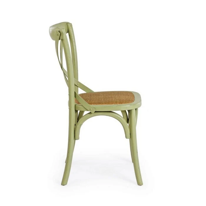 Sedia in legno con seduta imbottita rattan - Cross