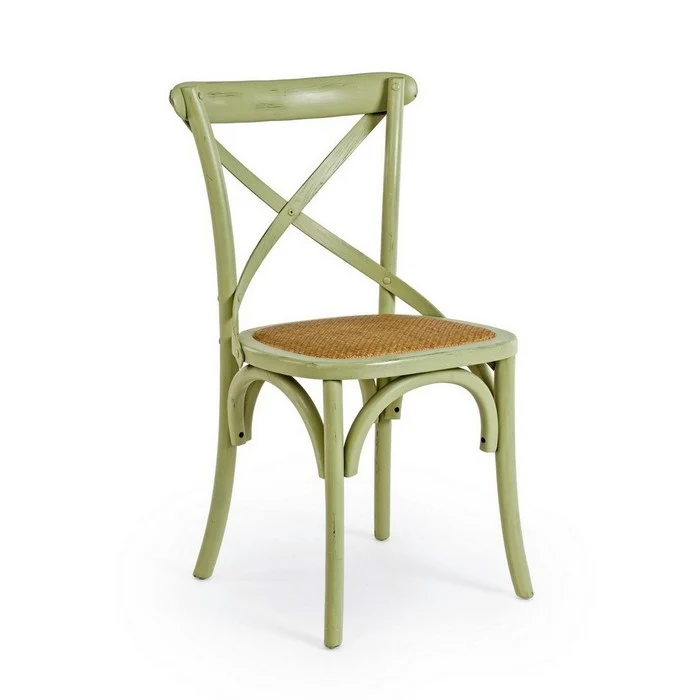 Sedia in legno con seduta imbottita rattan - Cross