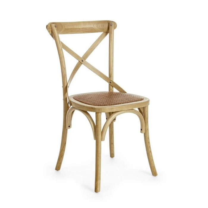 Sedia in legno con seduta imbottita rattan - Cross