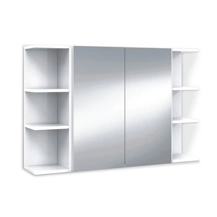 Armadietto da bagno con specchio bianco