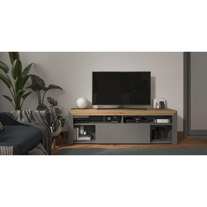 Porta TV rovere anticato e grigio - Almeria