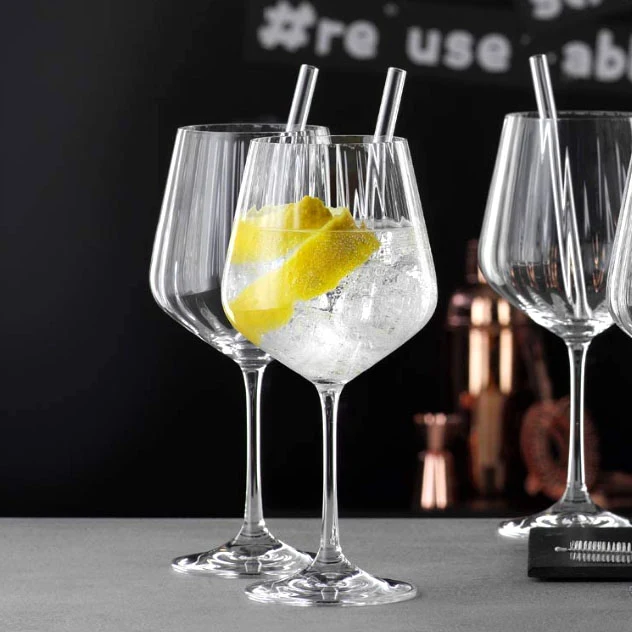 Set 4 Calici Gin Tonic con cannucce vetro Nachtmann