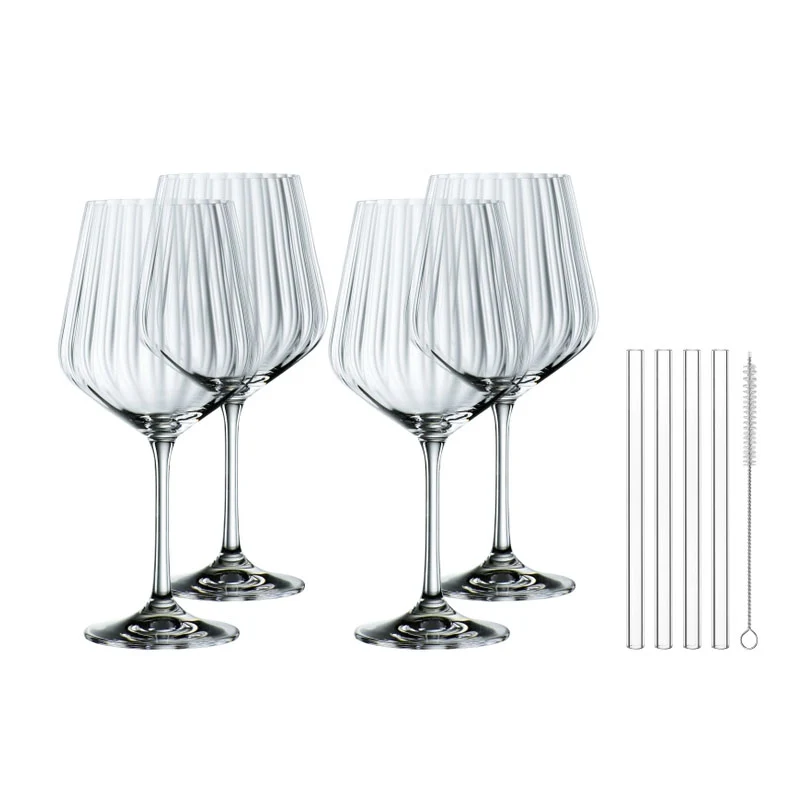 Set 4 Calici Gin Tonic con cannucce vetro Nachtmann