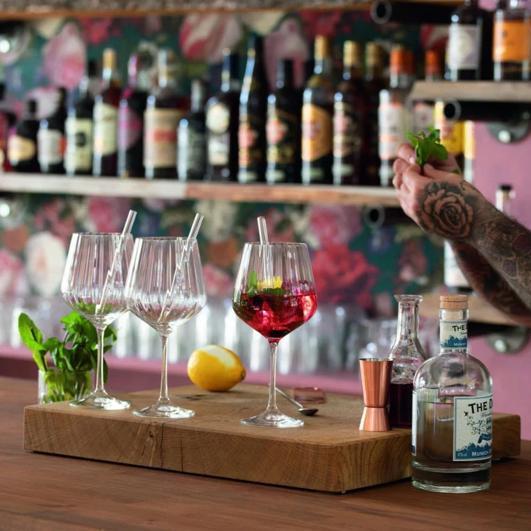 Set 4 Calici Gin Tonic con cannucce vetro Nachtmann