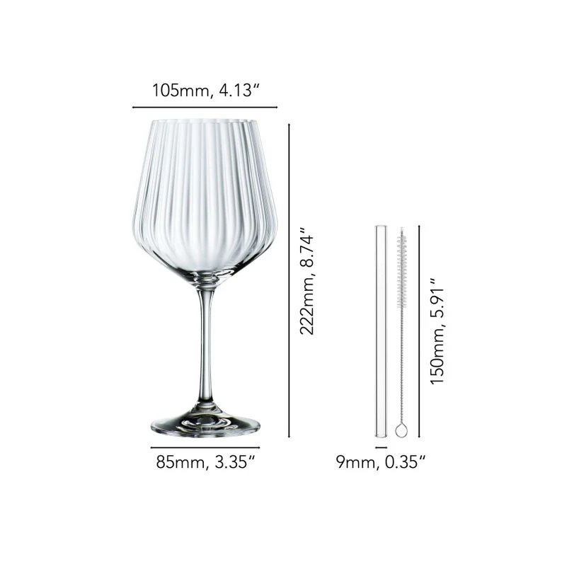 Set 4 Calici Gin Tonic con cannucce vetro Nachtmann