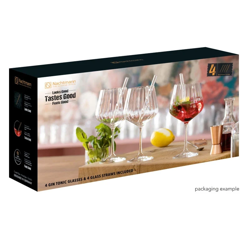 Set 4 Calici Gin Tonic con cannucce vetro Nachtmann