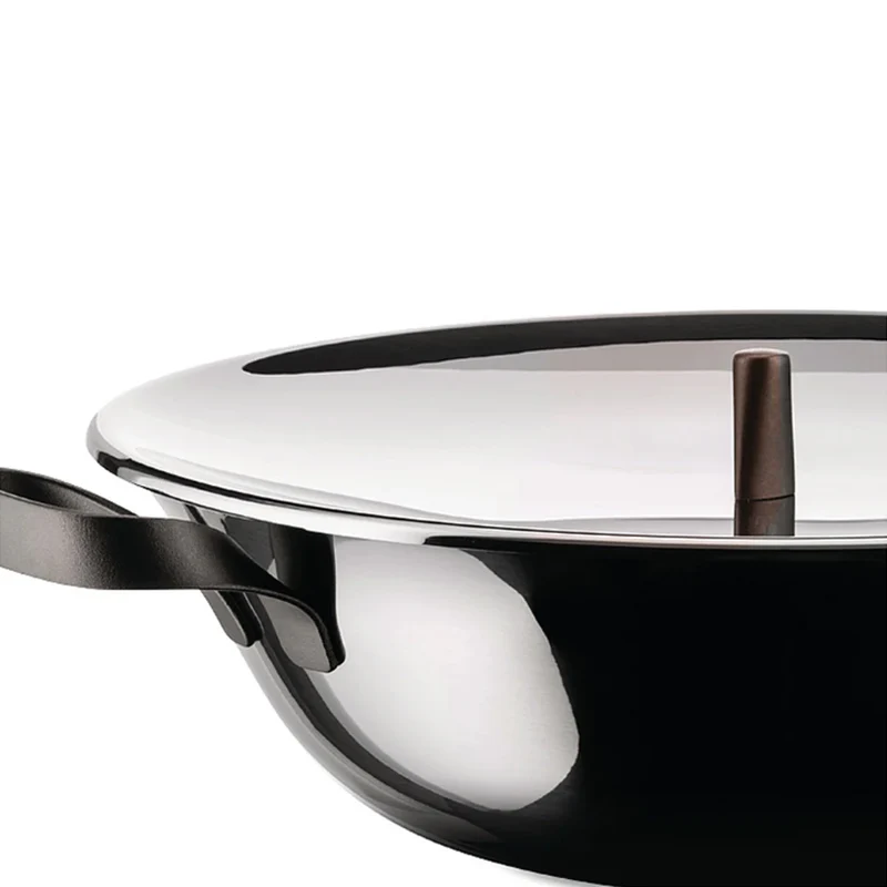 Alessi Wok acciaio cm 34 con griglia e coperchio Edo PU308