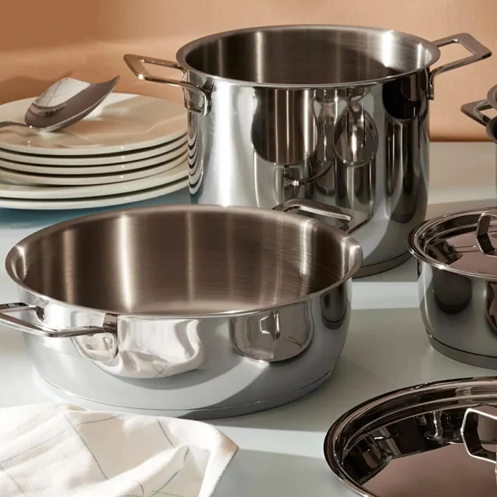 Alessi Batteria 8 pezzi pentole acciaio induzione Pots & Pans