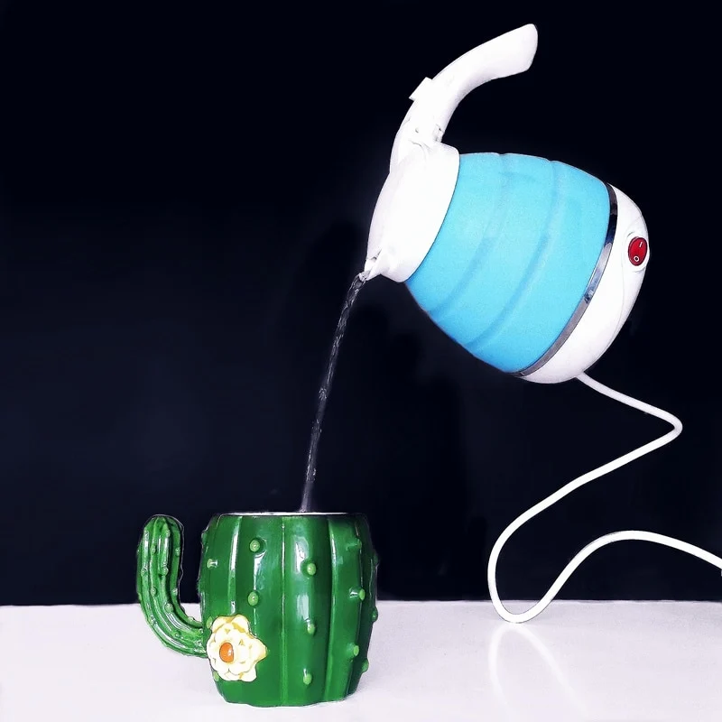 0.75L EU Plug Electric Kettle Silicone Foldable Portable Travel Camping Water Boiler