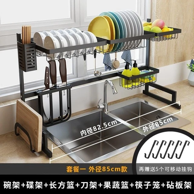 Stainless Steel Sink Drain Rack Kitchen Shelf Two-story Floor Sink Sink Rack Dish Rack Kitchen Rack